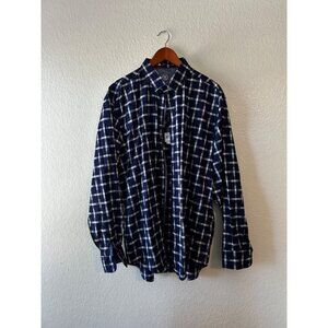 NWT Bugatchi Mens Blue Plaid Shirt Size XXL Button Front Long Sleeve Classic Fit